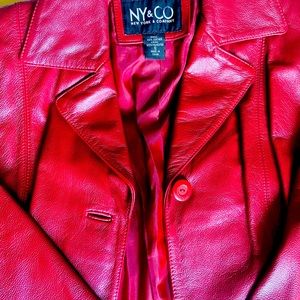 100% Red Leather Jacket by Ny& Co.